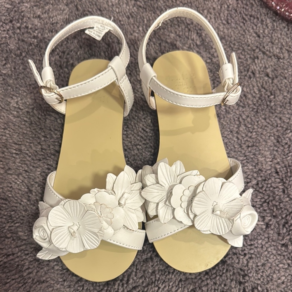 Janie & Jack Elegant White Floral Girls Sandals